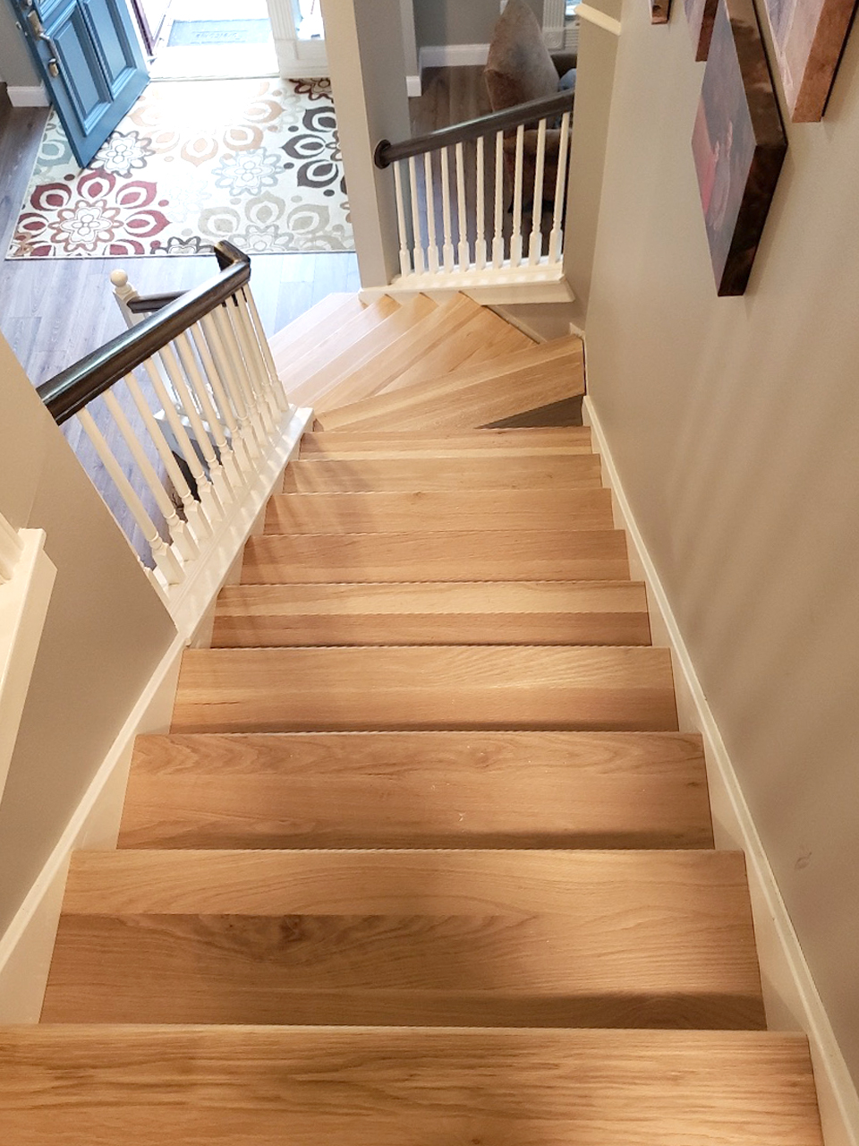 staircase made with flooring + stairnose, wfa's custom hardwood floors, houton texas